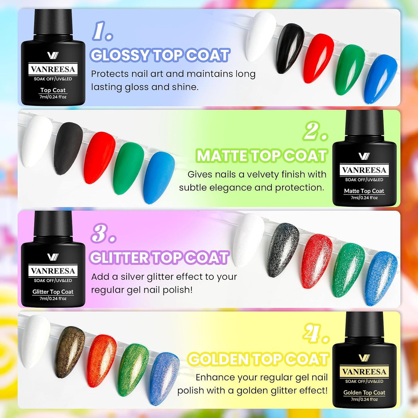 VANREESA Juego de 24 esmaltes de uñas de gel, colores de moda, con...