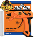 Kit de pistola de pegamento caliente mini Gorilla (paquete de 1 pistola de pegamento caliente mini y 75 barras) - Doble temperatura, boquilla de precisión y gatillo de fácil presión