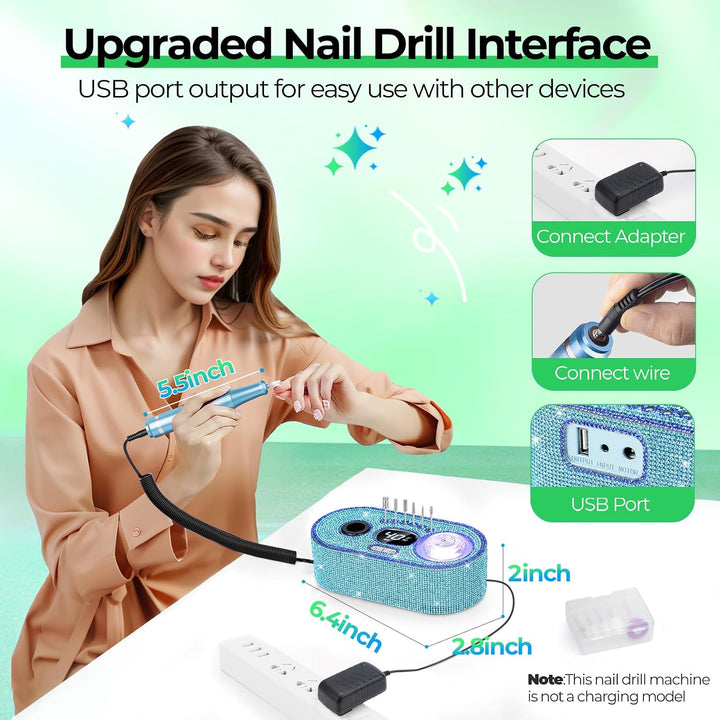 JOSGLOI Taladro de Uñas Eléctrico Profesional: Kit de Lima de Uñas...