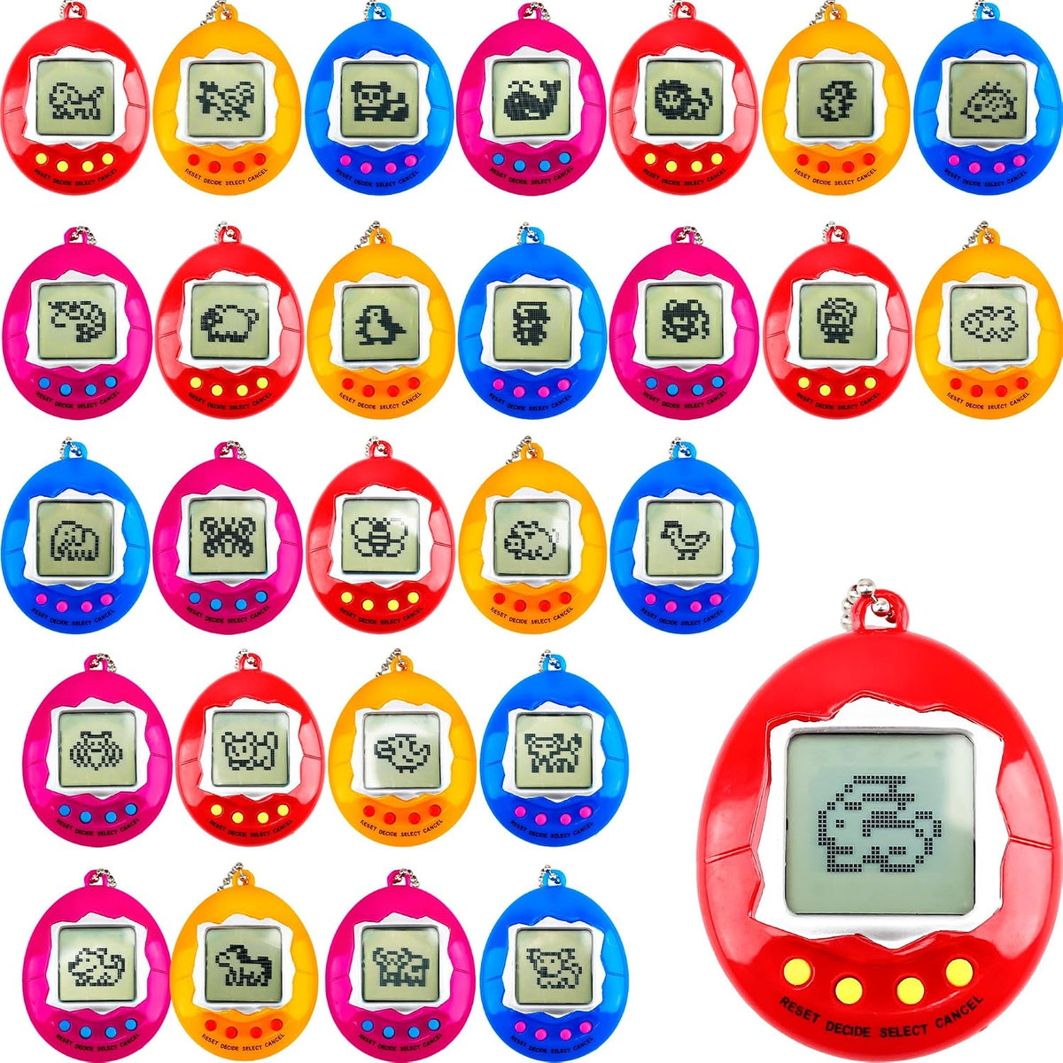 28 llaveros virtuales para mascotas, llavero digital electrónico para mascotas, máquina de juego de mano retro, juguete nostálgico de los años 90 para niños, regalos de fiesta de cumpleaños, rellenos de bolsas de golosinas