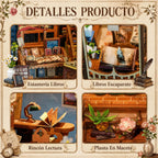 CRIOLPO Kit de rincón de libros en miniatura para adultos con luces LED