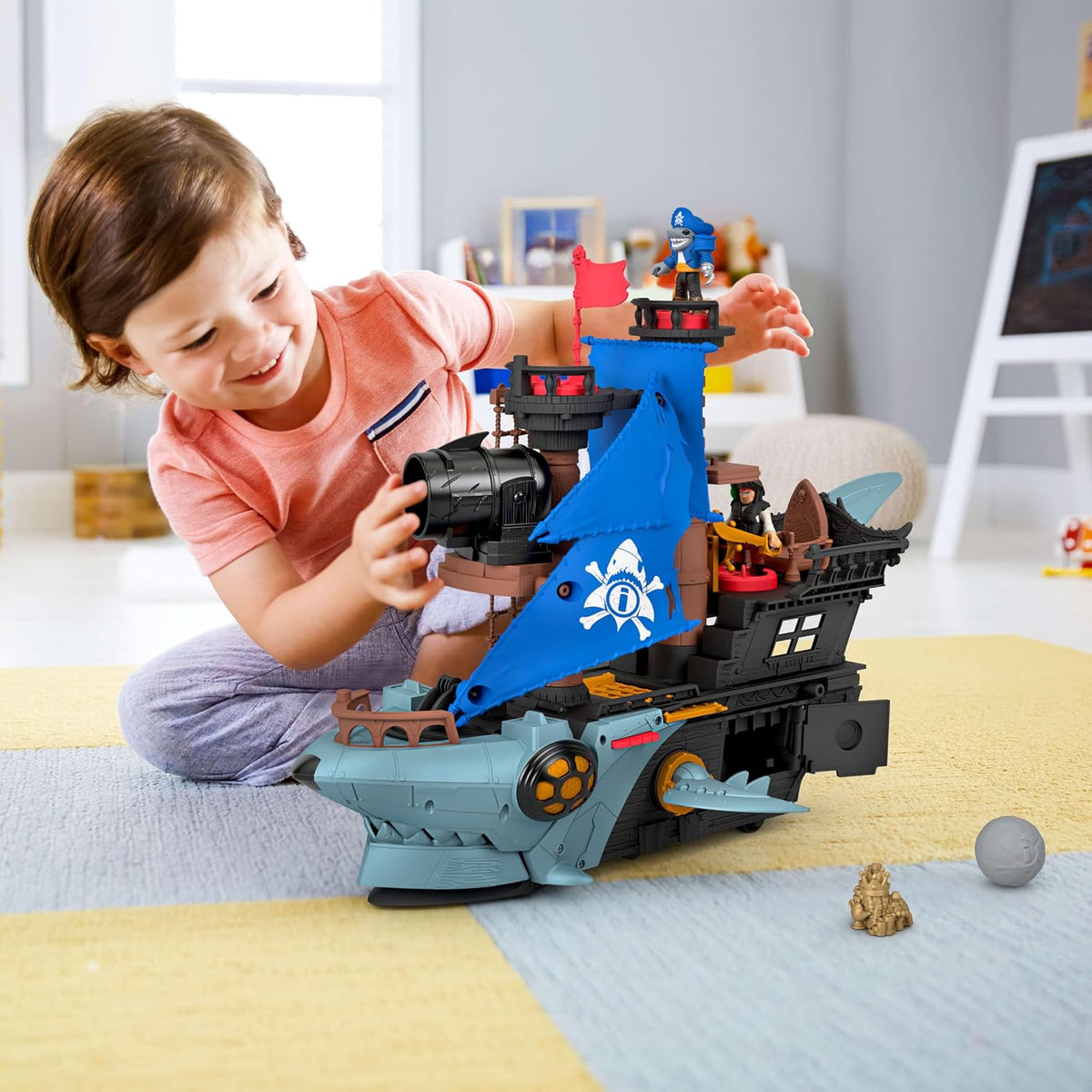 Fisher-Price Imaginext Shark Bite - Juego de barco pirata y bote de juguete