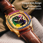 RAINTEN R9011A Reloj Automático Mecánico Mensaje Diamante Acero Inoxidable Resistente al Agua