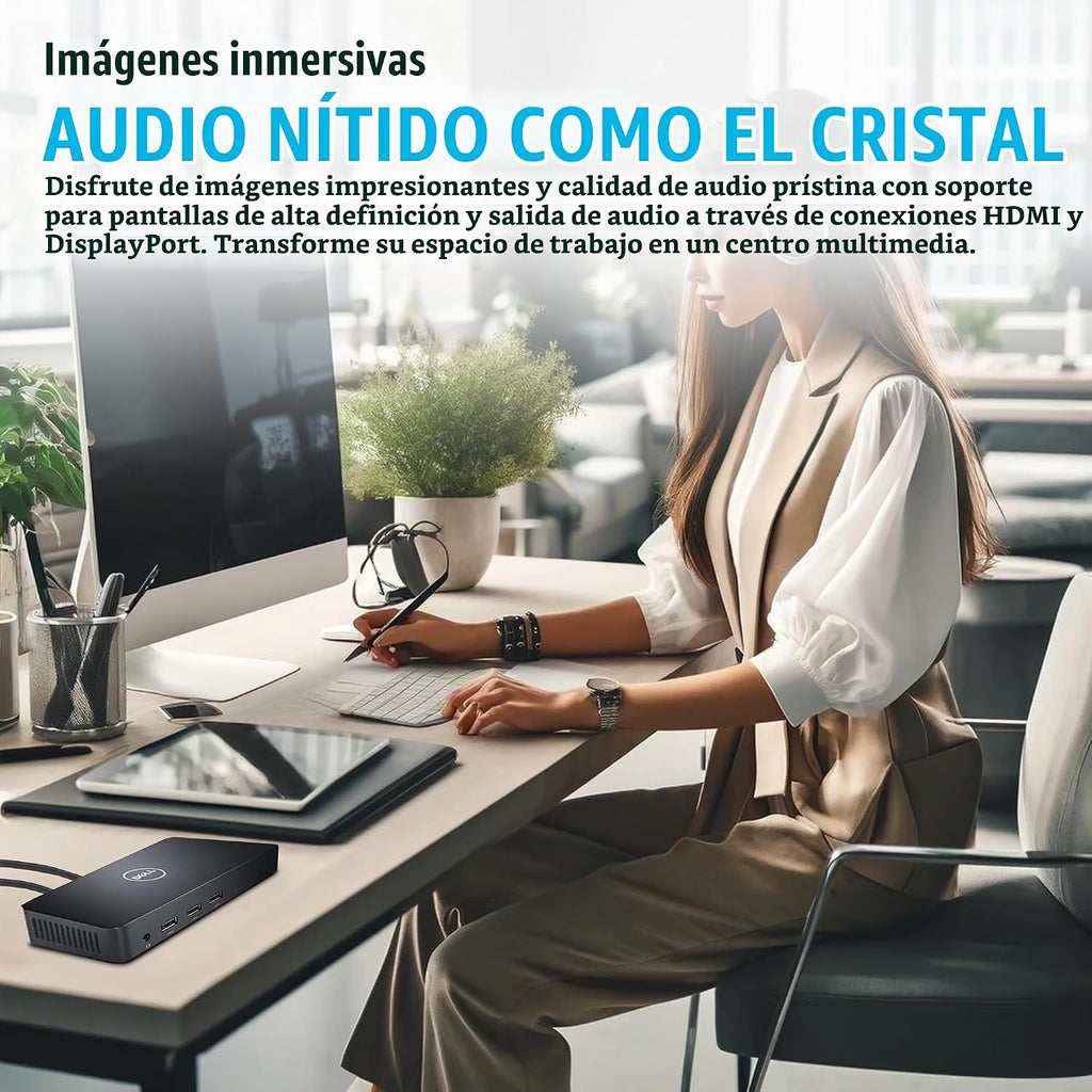 Dell D3100 - Estación de acoplamiento USB 3.0, base de monitor doble de