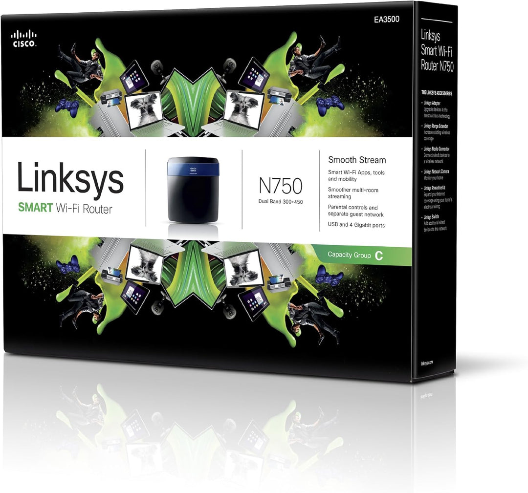 Linksys Router inalámbrico de doble banda Wi-Fi N750 con puertos Gi...