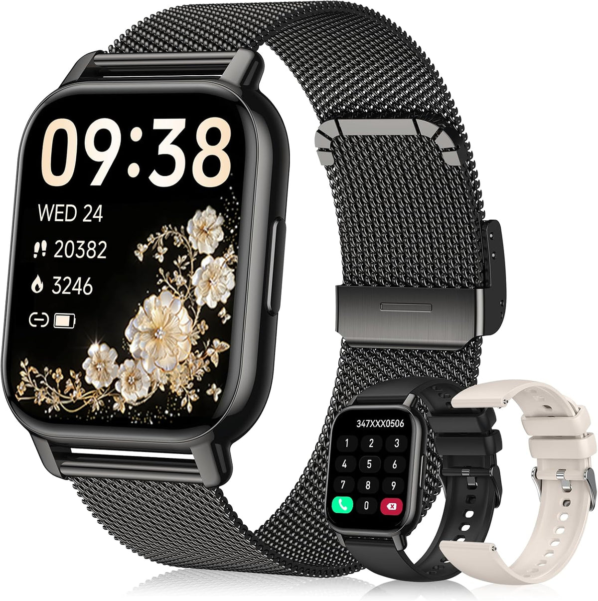 Reloj inteligente para mujer (3 bandas), rastreador de actividad física HD de 1.85 pulgadas con llamadas Bluetooth, reloj inteligente impermeable IPX8 para iPhone Android, más de 112 modos deportivos