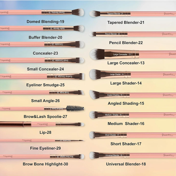 Bueart Design Juego de 30 piezas de brochas de maquillaje profesion...