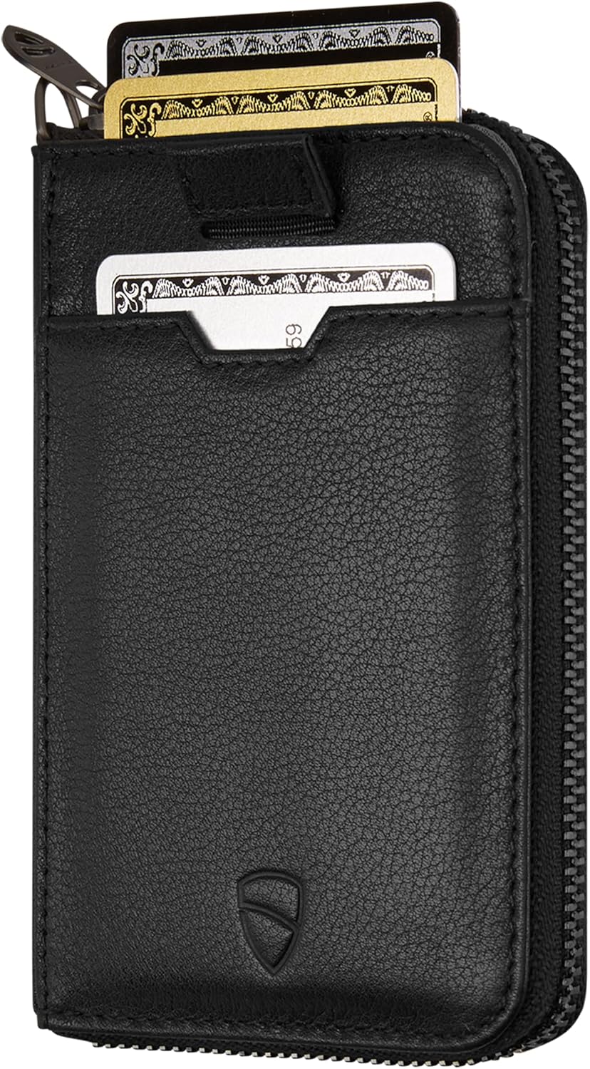 Vaultskin NOTTING HILL - Cartera delgada de piel con cremallera, RFID