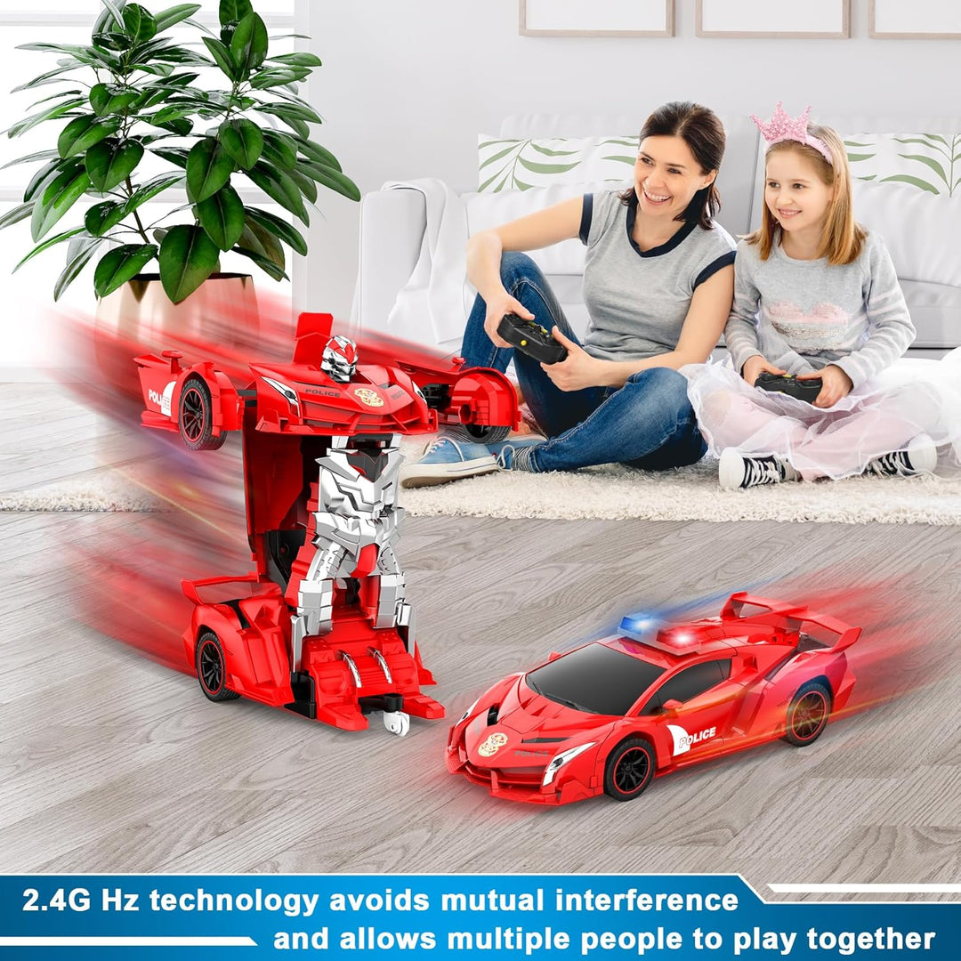 FDJ Robot de auto transformable a control remoto, un botón de defor...