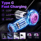 Wansimoo Aspiradora de mano para automóvil, 25000 PA, fuerte succión ciclónica, portátil, inalámbrica con pantalla digital, mini aspiradora para automóvil, hogar, oficina, cocina (morado)