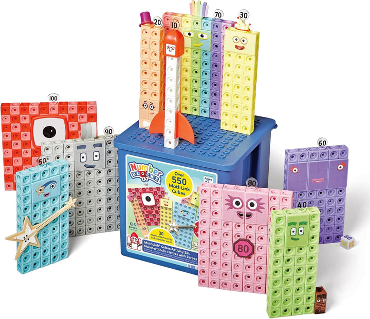 hand2mind Numberblocks Heroes con Ceros, juego de cubos MathLink, a...