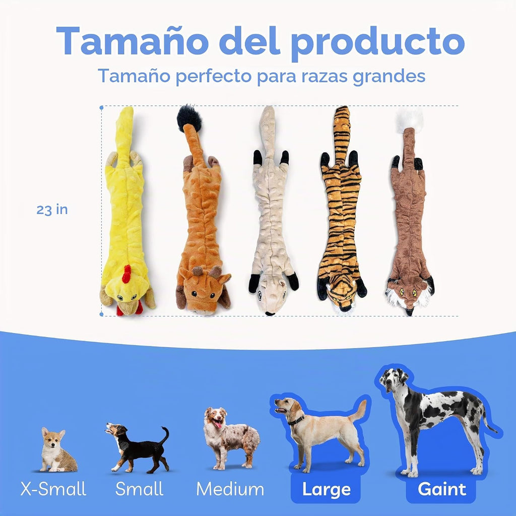 Paquete de 5 juguetes chirriantes para perros, juguetes de peluche de burbujas para dentición para cachorros, juguetes para perros, animales arrugados sin relleno, juguetes para perros