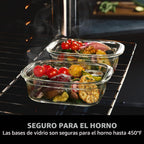 Rubbermaid Brilliance - Juego de 4 contenedores de vidrio para almacenar alimentos con tapas (8 piezas en total, 4 contenedores + 4 tapas) para almuerzo, preparación de comidas y sobras, aptos para