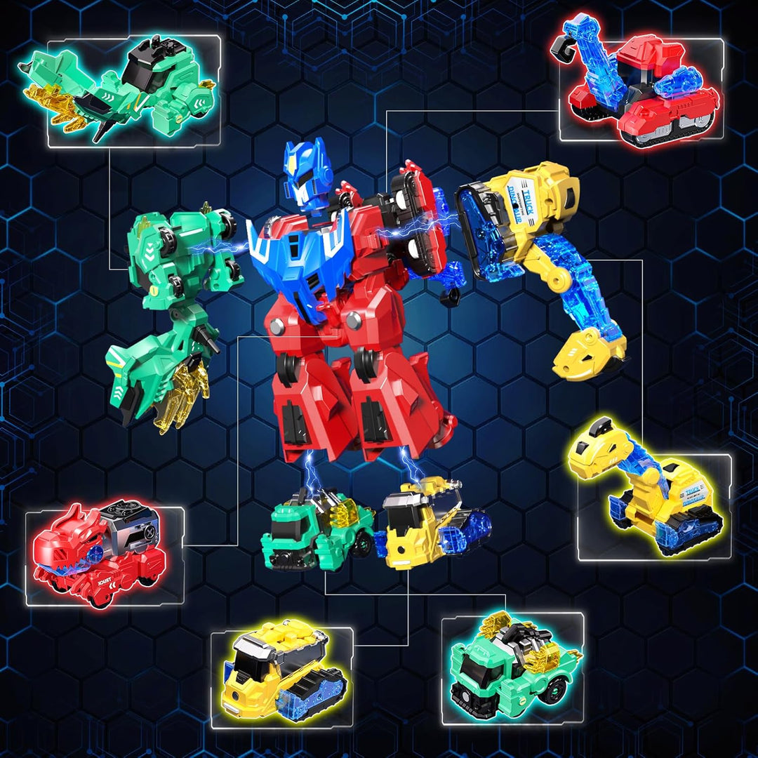 Juego de juguetes de robot transformador de dinosaurios 6