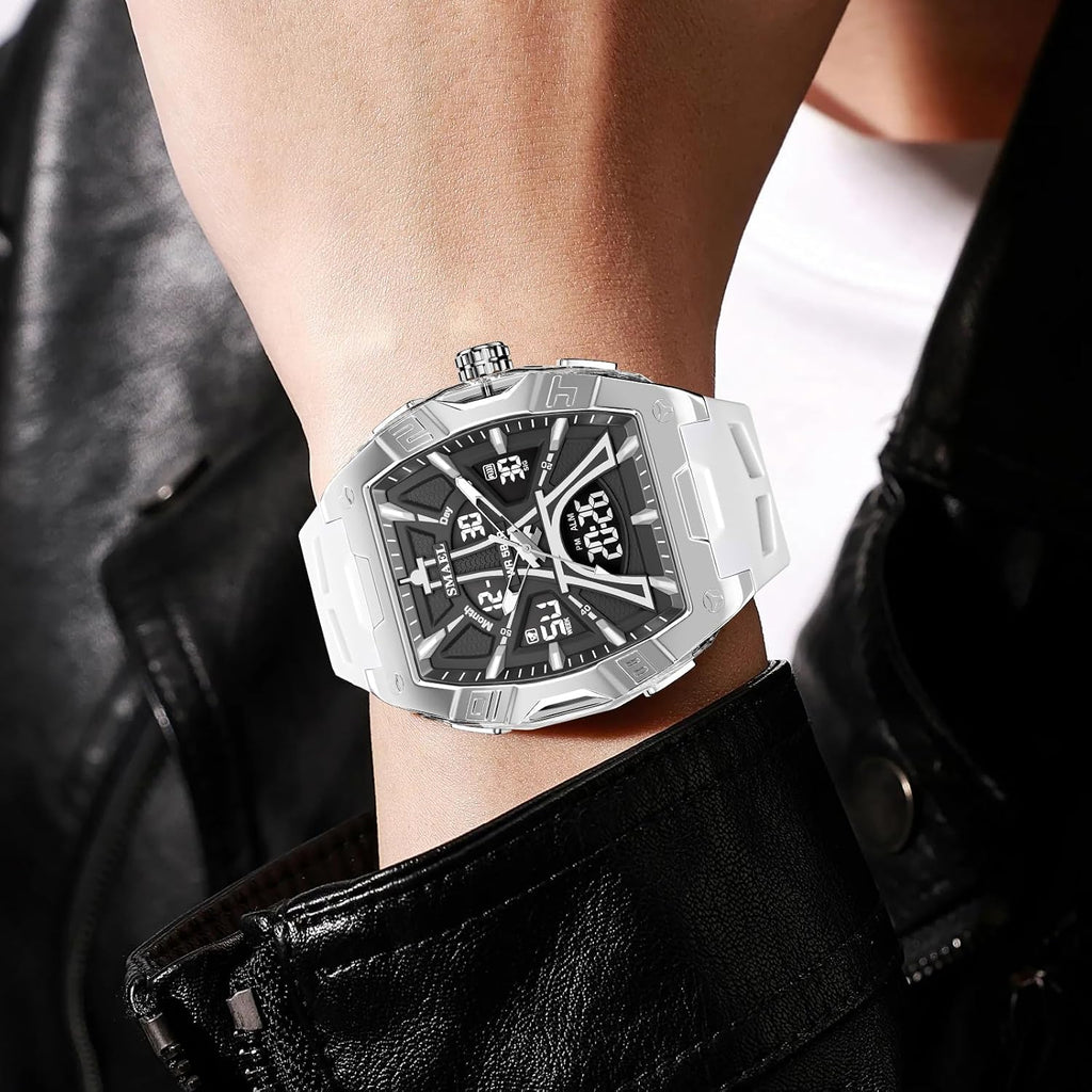Reloj deportivo para hombre – Moda clásica 50M impermeable doble pantalla (analógico y digital) – Luz nocturna LED, cronómetro, alarma, 6 opciones de color regalo