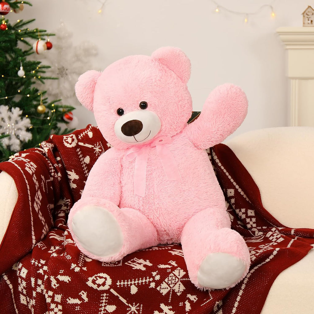 MorisMos Oso de Peluche Gigante de 3 Pies - 36 Pulgadas, Oso de Peluche Rosa Grande para Novia, Novio, Esposa, Mamá, Prometido, Regalo de San Valentín, Oso de Peluche Grande para Baby Shower