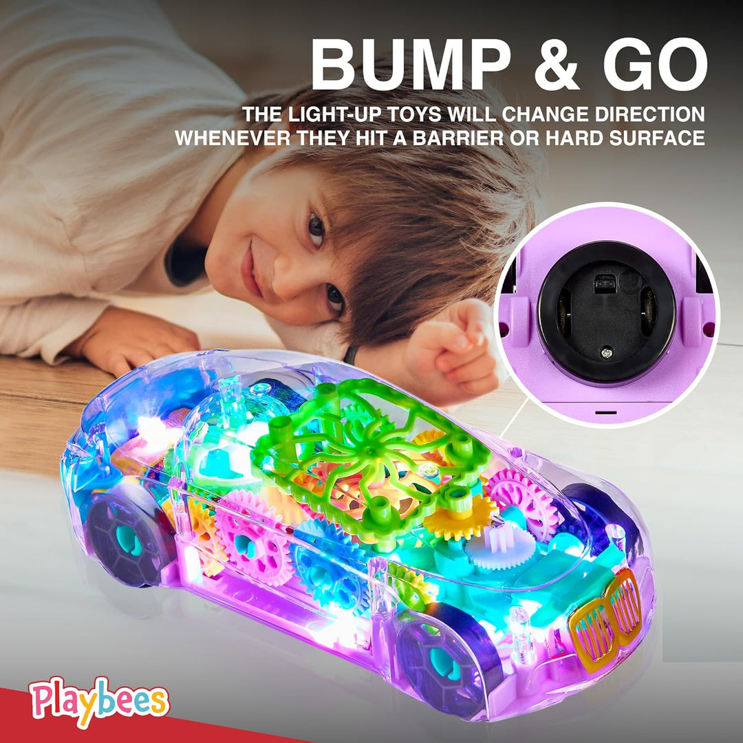 Playbees Juguete de coche transparente iluminado juguetes