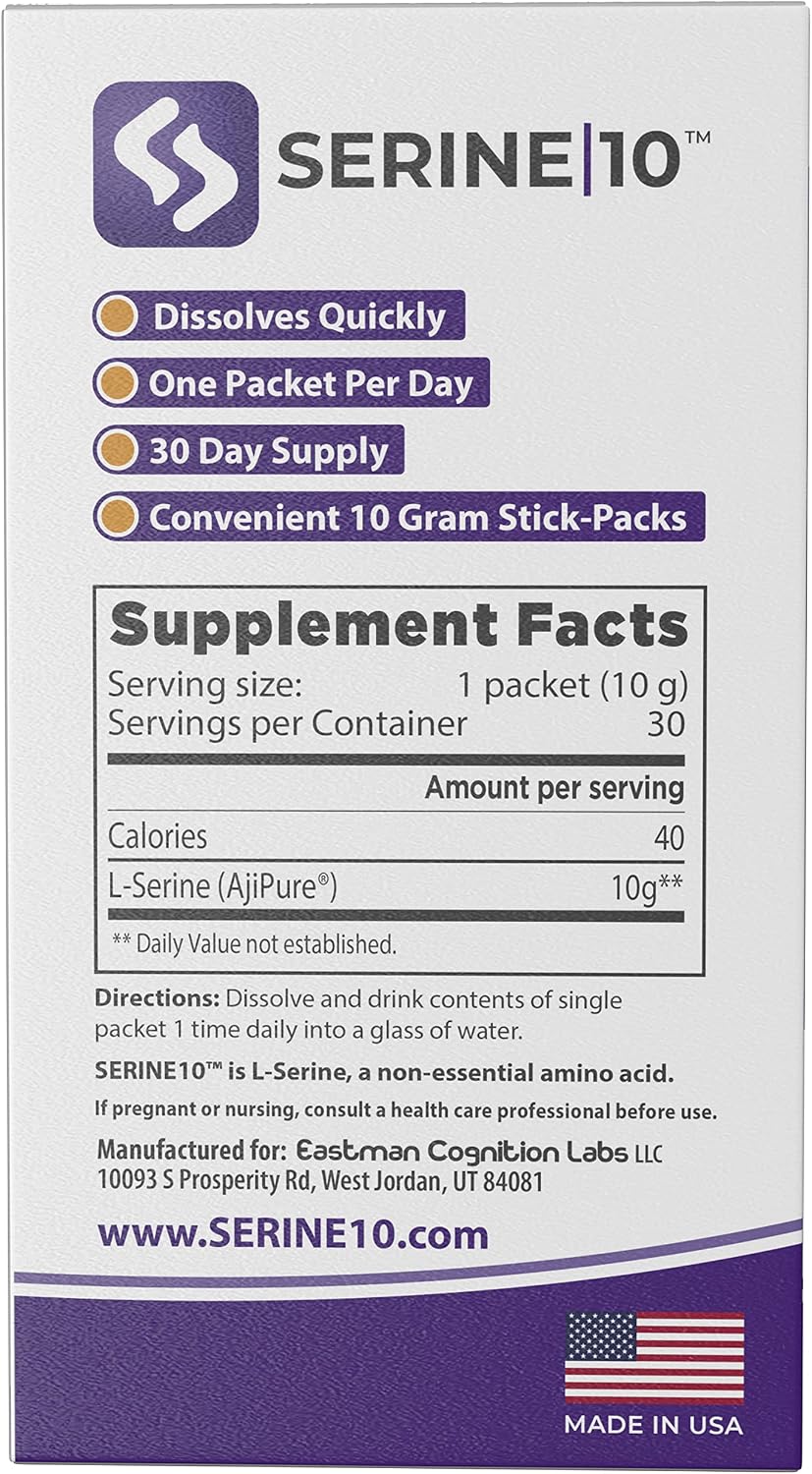 SERINE10 L-Serine Nootropics Paquetes - Apoya la salud cerebral, la...