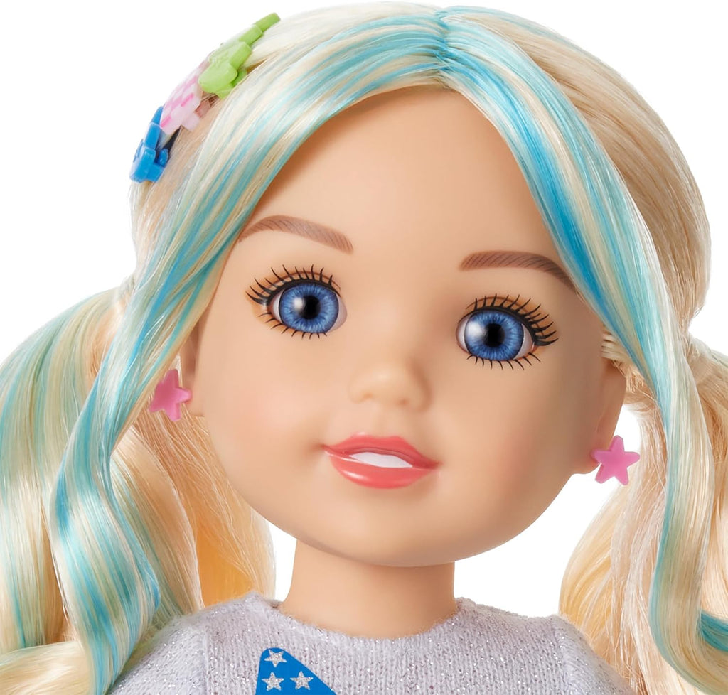 American Girl, AG Sisters Jozette - Muñeca con ojos azules, cabello rubio largo ondulado con reflejos azules, 14.5 pulgadas, a partir de 4 años (exclusivo de Amazon)