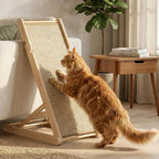 XiaZ Rascador de sisal para gatos, tabla de rascar de madera de 31 pulgadas con 5 alturas ajustables, alfombrilla de sisal reemplazable y almohadilla angular para arañazos para gatos de interior