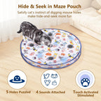 ORSDA Pelota interactiva de juguetes para gatos, bola automática de rodadura rápida en bolsa, escondite para gatos de interior, juguete móvil activado por chirridos de movimiento, alfombrilla de 5