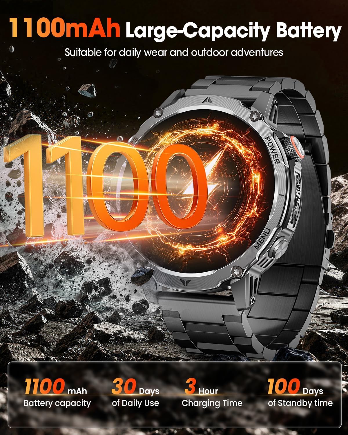 Reloj inteligente militar con GPS incorporado para hombres, reloj