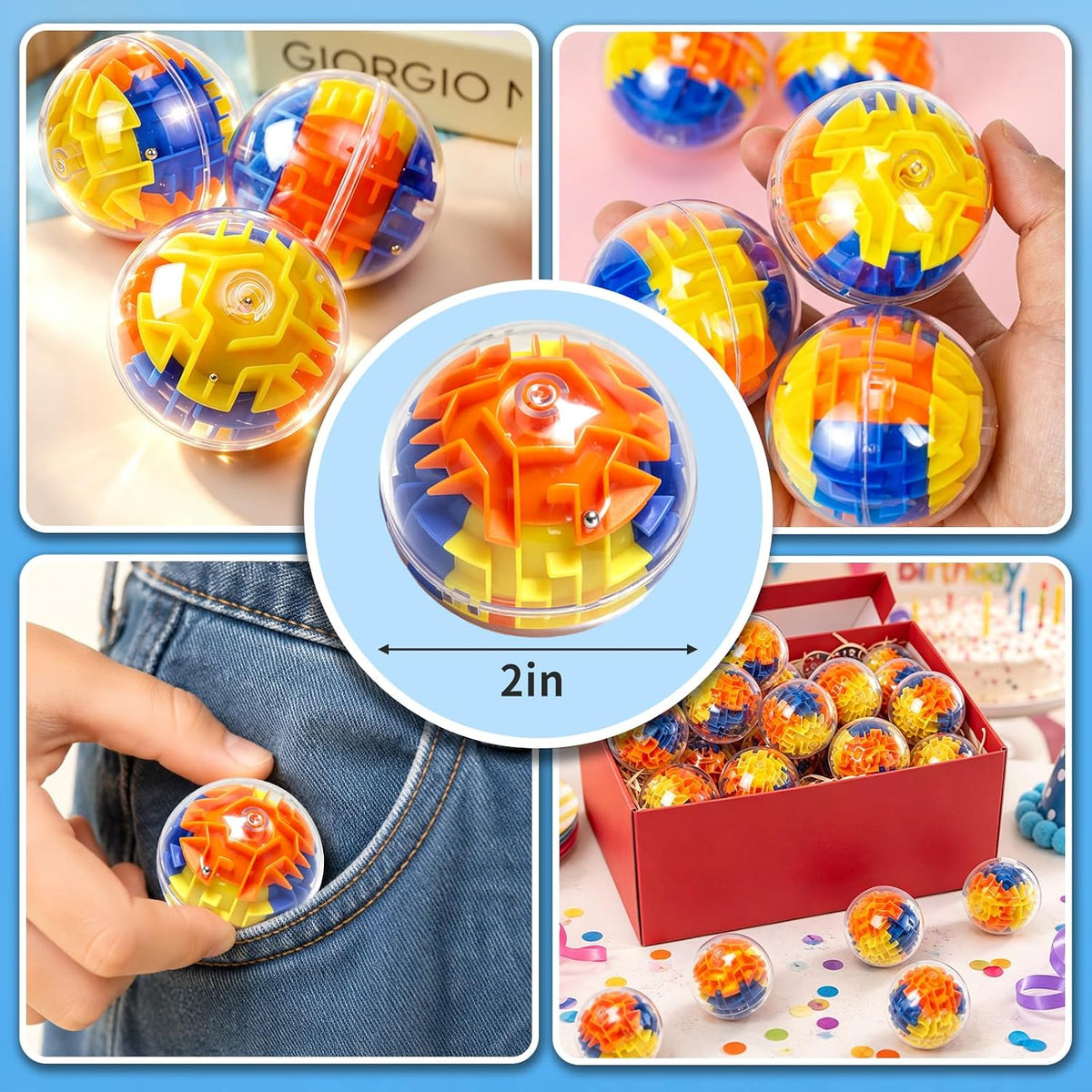 48 mini bolas de laberinto para recuerdos de fiesta, rompecabezas de