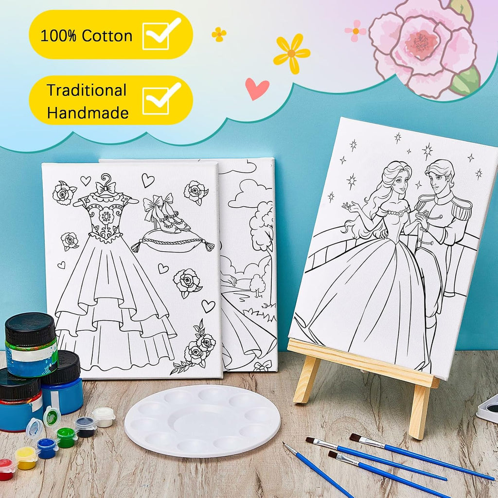Ctosree - 12 lienzos predibujados para pintura de niños, estirados de 8 x