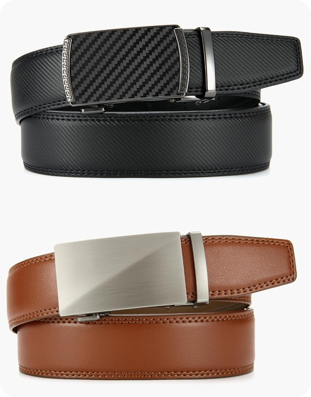 CHAOREN Cinturón para hombre Cinturón de cuero con trinquete Paquet...