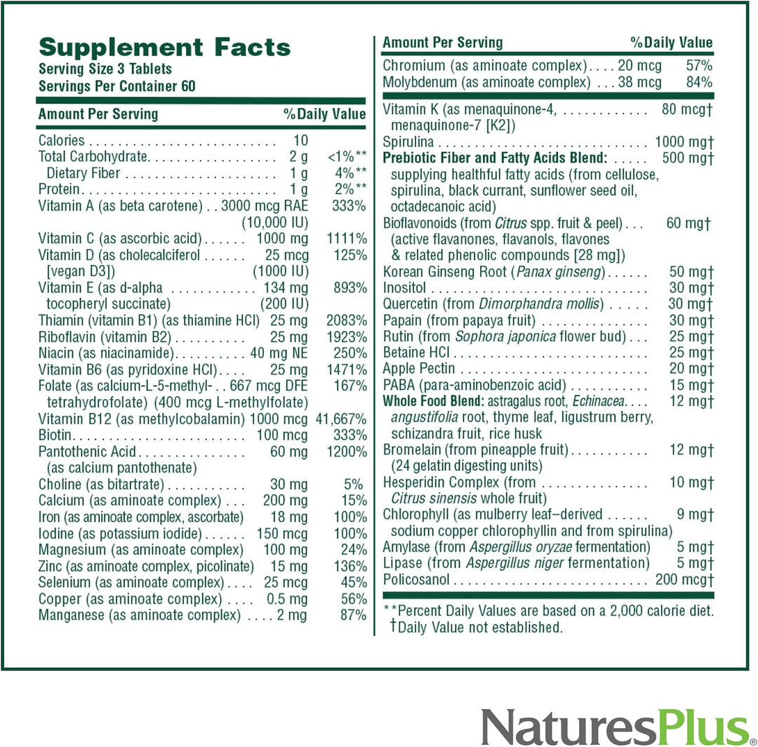 NaturesPlus Source of Life - 180 tabletas, paquete de 3, suplemento...