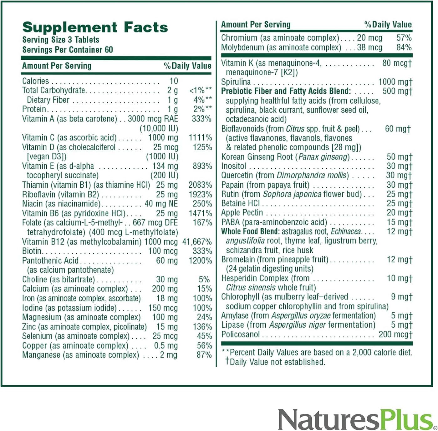 NaturesPlus Source of Life - 180 tabletas, paquete de 3, suplemento...