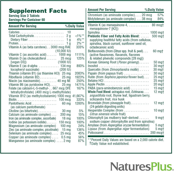 NaturesPlus Source of Life - 180 tabletas, paquete de 3, suplemento...