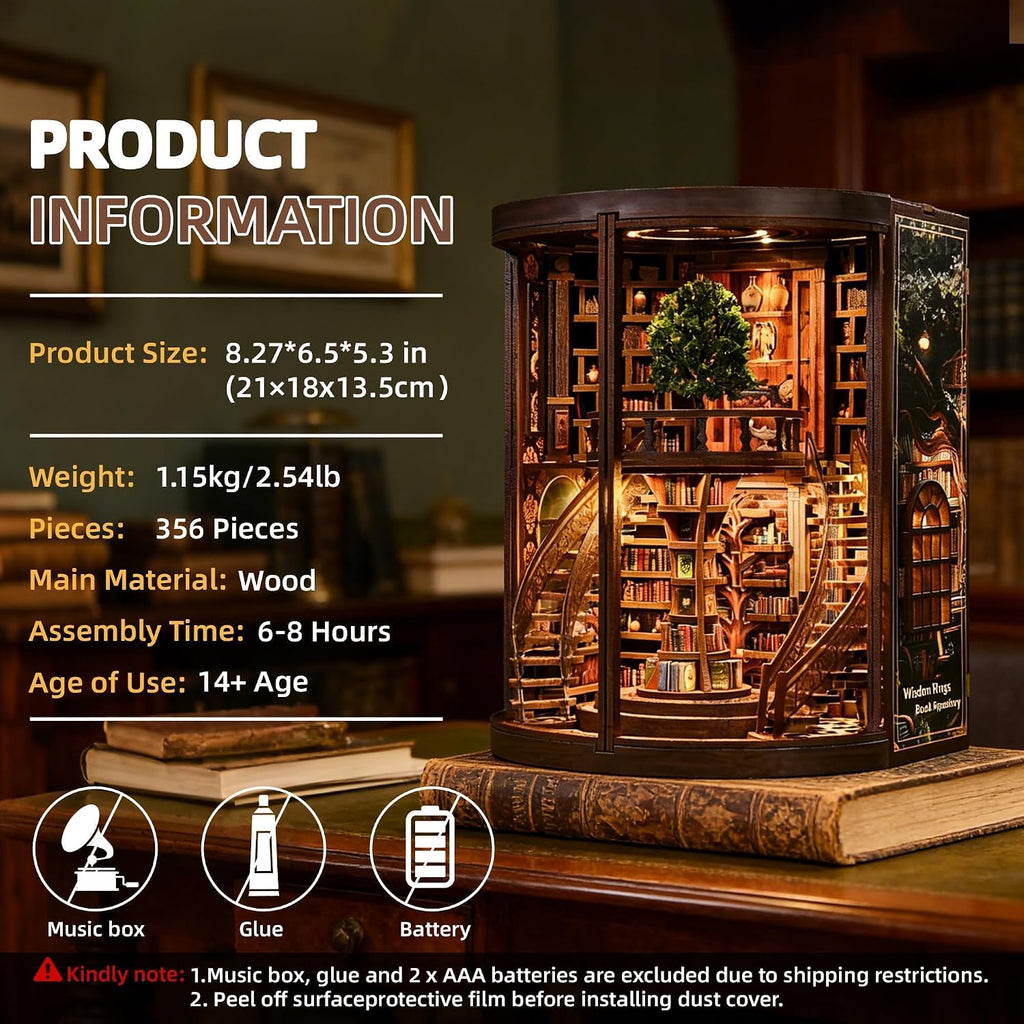 CRIOLPO Kit DIY de rincón de libros Casa en miniatura con luces LED