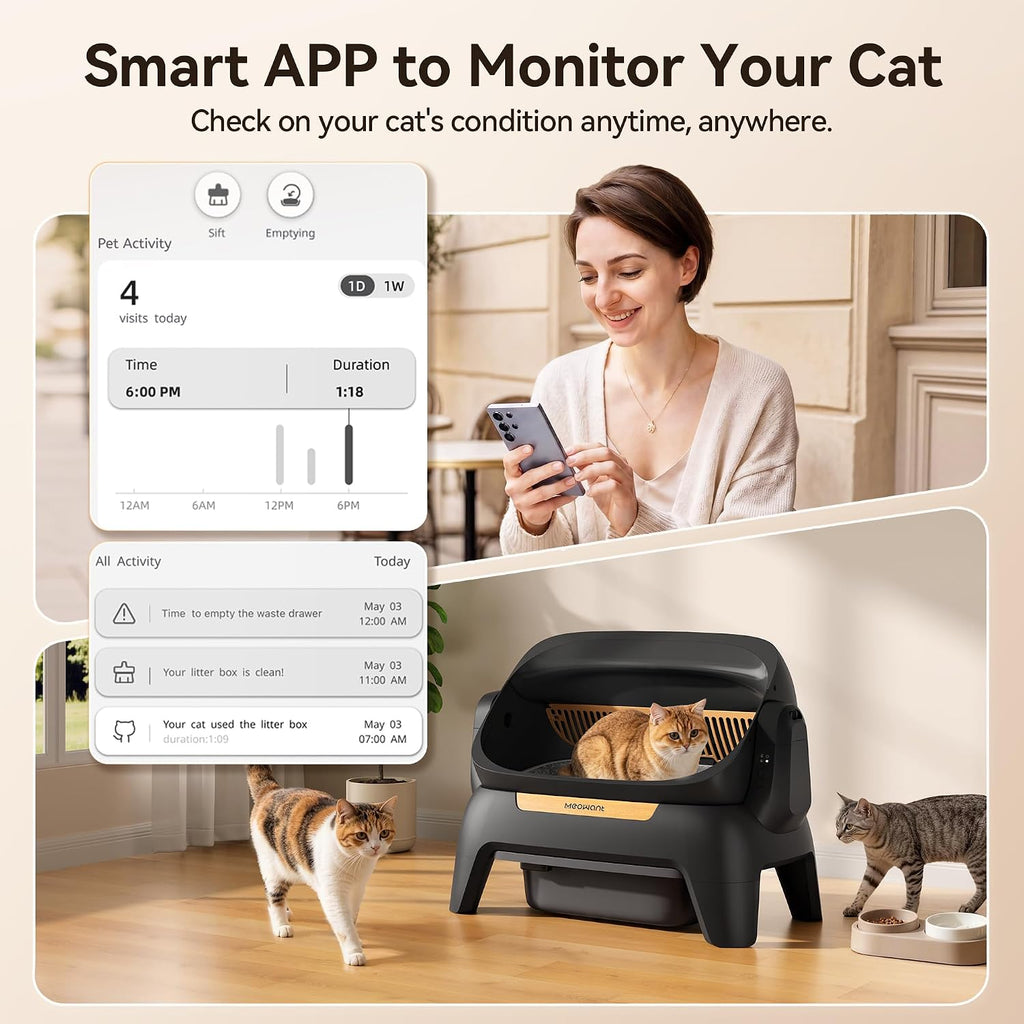 Meowant Caja de arena automática extragrande, exploración infrarroja y