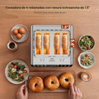 Tostadora de 4 rebanadas, tostadora de doble zona con pantalla