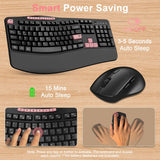 Combo de teclado y mouse inalámbricos, teclado ergonómico con 6 tec...