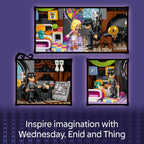 LEGO Merlina y Enid - Set de juego de dormitorio: juguete de construcción para juegos de rol con 4 minifiguras - Muñeca de Merlina Addams para niños, niñas y niños, a partir de 10 años - Idea de