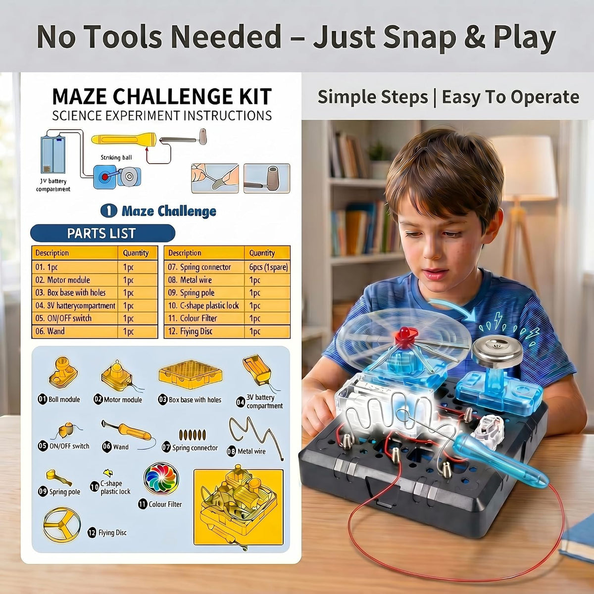 Kits de Construcción de Circuitos STEM para Aprender Ciencia para Niños de 8 a 12 años, Juego Educativo Eléctrico