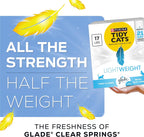 Purina Tidy Cats - Arena para gatos ligera con Glade Clear Springs, aglutinante, bajo polvo, perfumada, caja de 17 libras