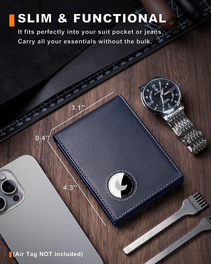 VISWORLD Billetera para hombre con soporte para Airtag, billetera p...