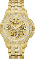 Bulova Octava - Reloj automático de pulsera con acento de cristal y tono dorado | 1.642 in | 98A292