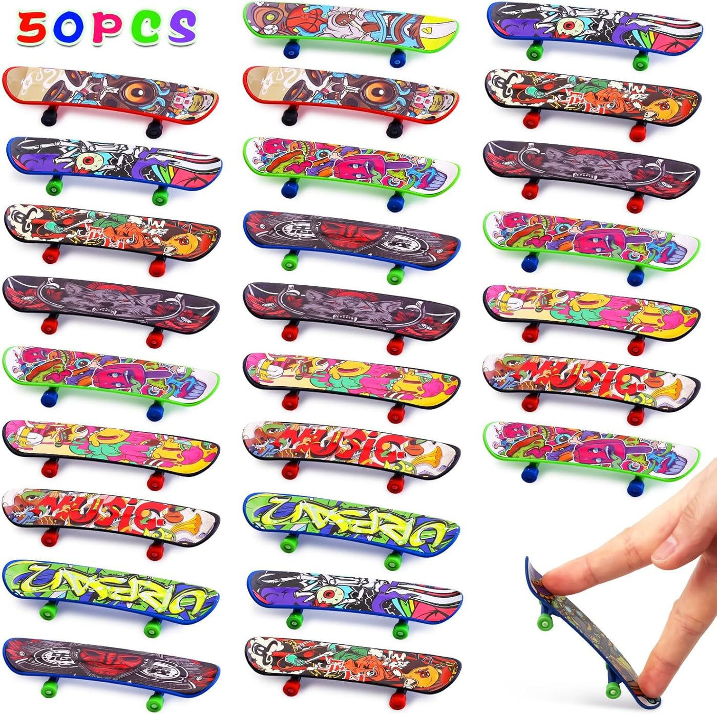 POPLAY 50 mini patinetas de dedo mini patineta de juguete