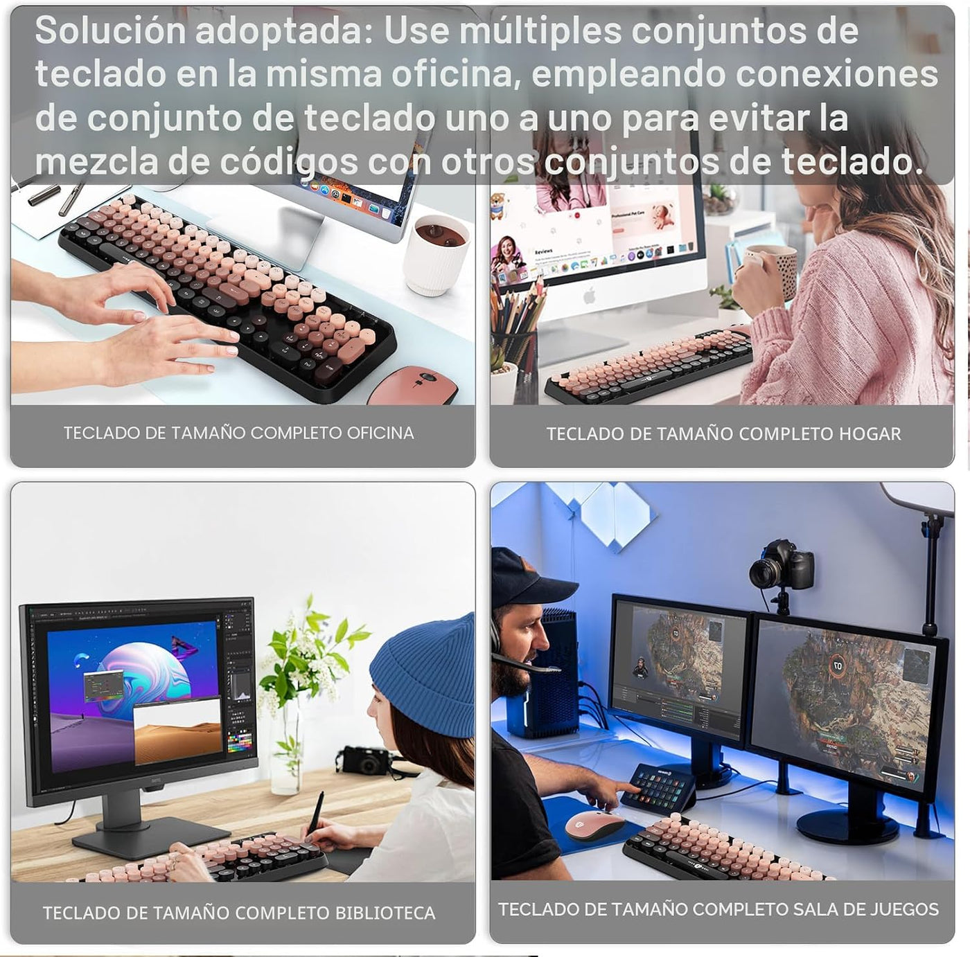 FD Combo de Teclado y Ratón Inalámbrico - 2.4G de Tamaño Completo R...