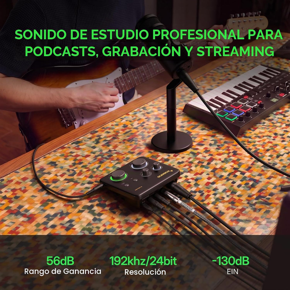 MAONO PS22 Lite Interfaz de Audio USB para PC para Guitarra y Voces en Streaming