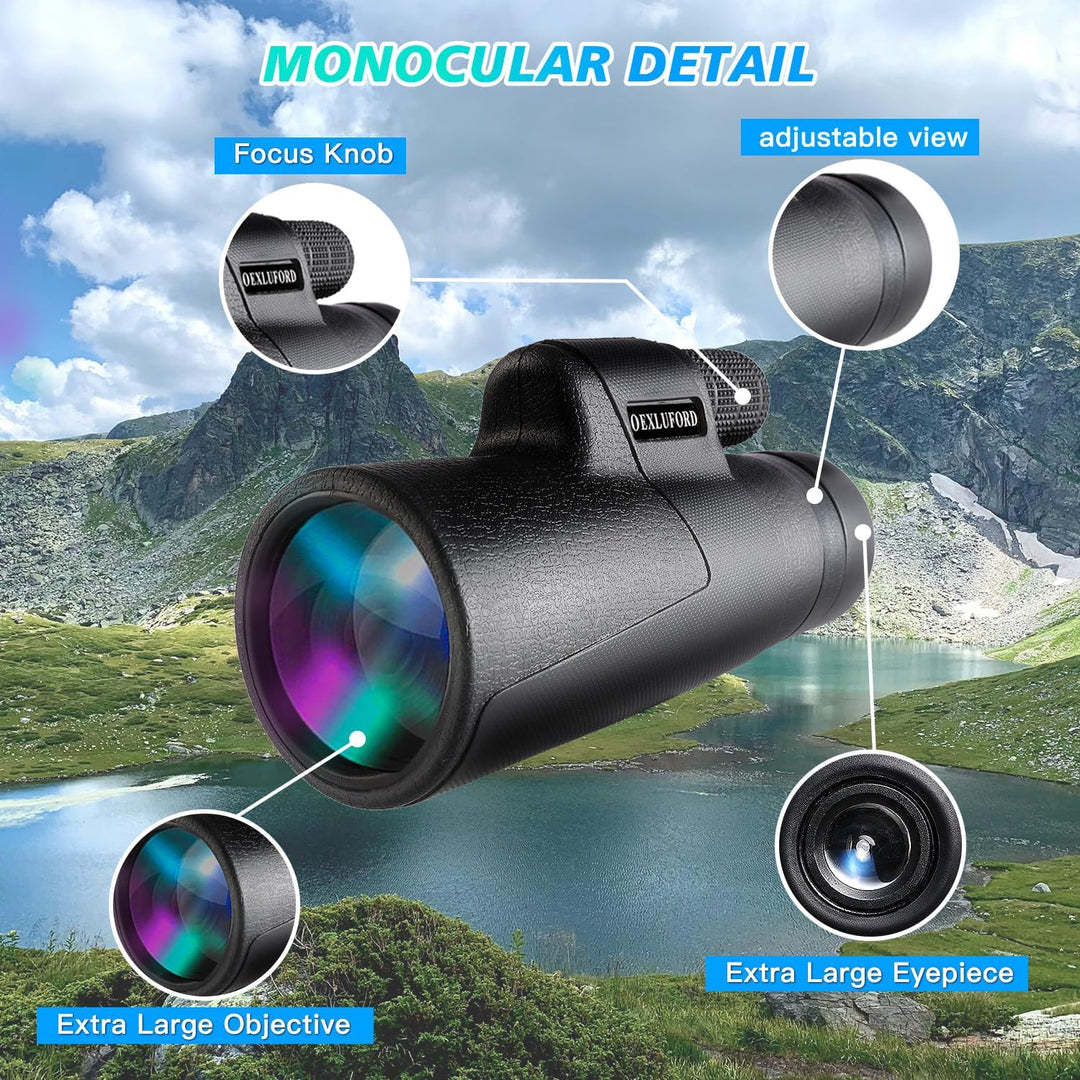 OEXLUFORD Monocular de 80 x 100 para adultos Telescopio