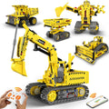 Kits de Construcción de Robots, Juguetes STEM 5-en-1 para Niños de 8-14 años, Excavadora de Control Remoto y APP para Niños, Juegos de Construcción, Conjuntos de Erector Programables, Kits