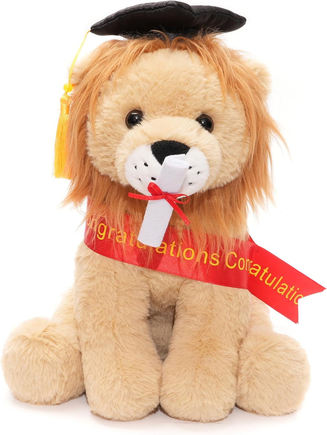 WEIGEDU Juguete de peluche de león de graduación con gorra y banda...