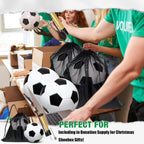 Paquete de 6 pelotas de fútbol de Navidad desinfladas con bomba, artículos a granel, pelotas de fútbol con bolsa deportiva de malla, aguja de bomba para cajas de zapatos, rellenos de regalo