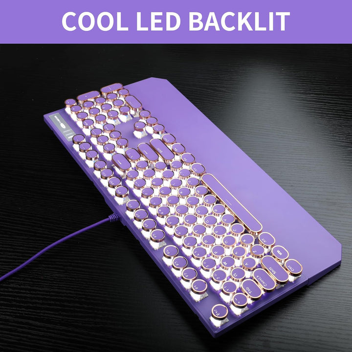 Camiysn Teclado Mecánico para Juegos Estilo Máquina de Escribir, Te...