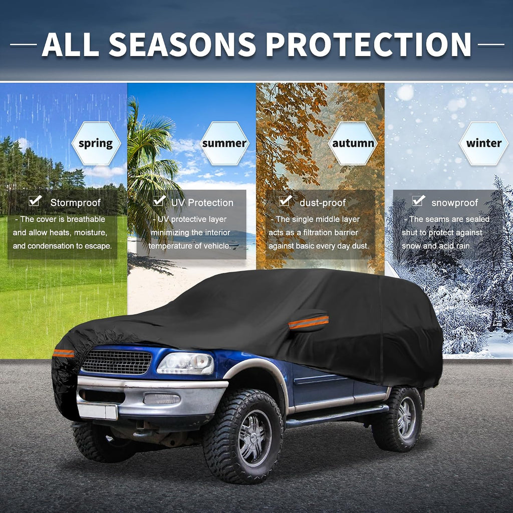 X AUTOHAUX - Funda para coche al aire libre impermeable con protección contra el sol, la lluvia, la nieve y el granizo con cremallera en el lado izquierdo 210D-PU para Ford Expedition